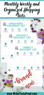 Monthly Weekly and Organized Shopping lists.