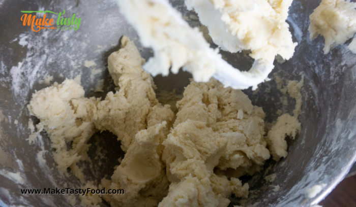 the cream cheese and butter dough that was mixed with a dough mixer handle. Flour included
