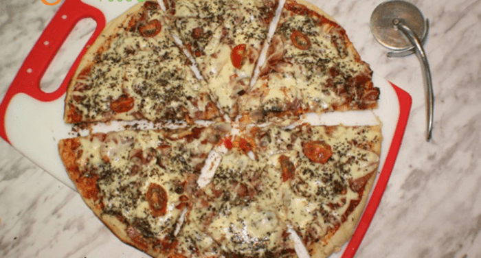 Now this is another versatile meal to make. Use your meats from the Sunday lunch or other lunches left overs. Add them on the pizza base, with mushrooms, cherry tomatoes or even place avocado on top after or before the pizza is baked.