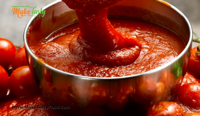 cooking a marinara tomato sauce in a pot