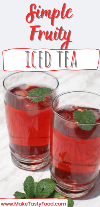 pinterest image of simple fruity iced tea
