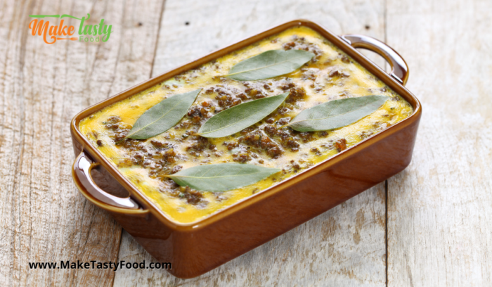bay leaves placed on this bobotie casserole