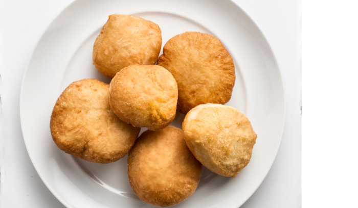 cooked homemade vetkoek for the filling