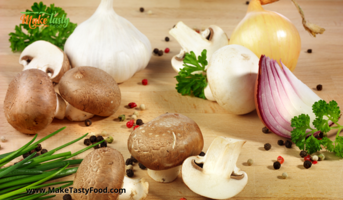 mushrooms onions and garlic for pie