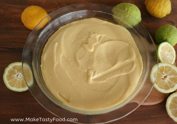 the lemon mix in pie dish
