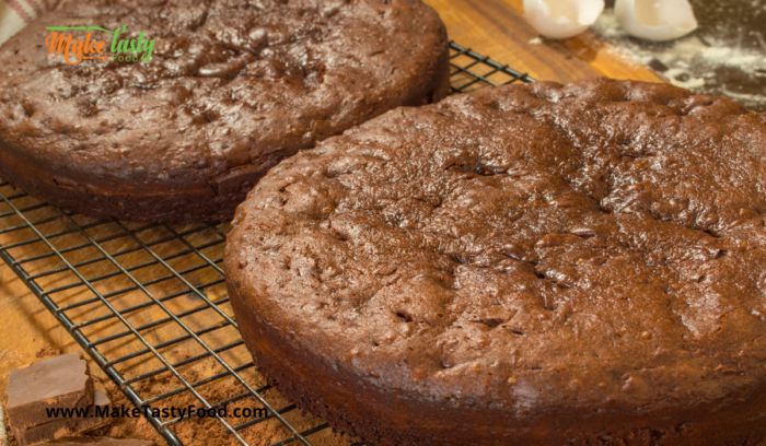 chocolate cake baked cooling
