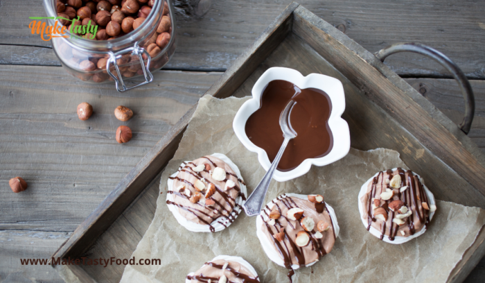 Mini Creamy Chocolate and Hazel Nut Pavlova for fine dinning desserts