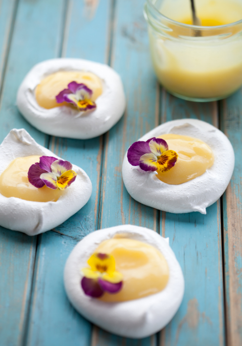 lemon curd filled meringues