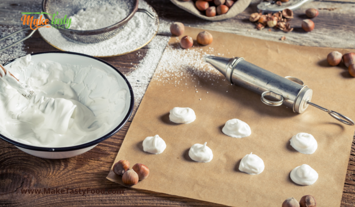 piping whipped egg whites to bake meringues