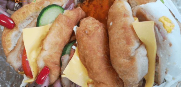 Have some salads over, don't let them spoil, us a freshly baked or left over vetkoek to make a delicious breakfast. Place some cheese and egg in and enjoy.