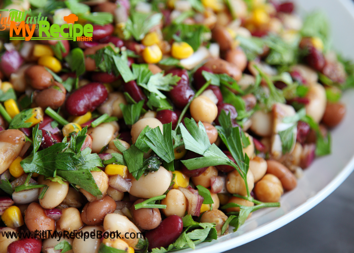 Three Bean Salad and sauce