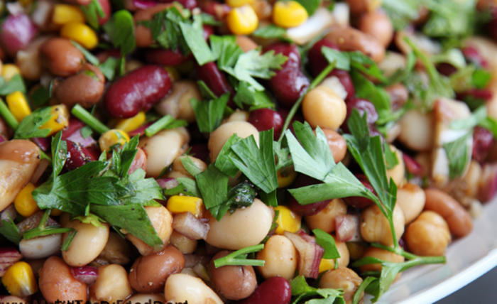 Three Bean Salad and Sauce Filling for wraps or Tortilla.