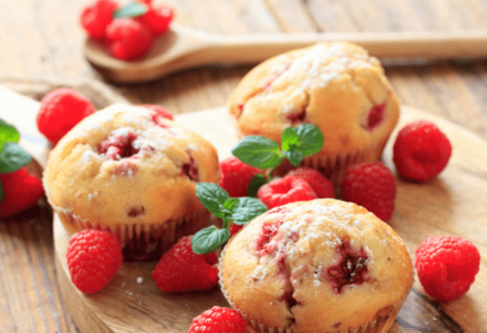 The Fresh Homemade Raspberry Muffins. Pick Fresh from the farm the raspberries made such tasty muffins. Raspberries are one of the anti-inflammatory foods or fruits that are very beneficial for your health. Baking with coconut flour instead of normal all purpose flour, is the change you will have to make.