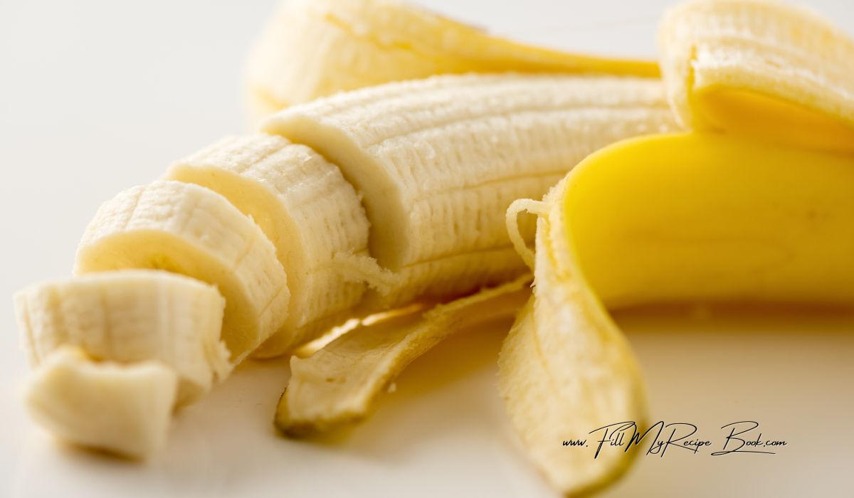 Slice bananas for omelet filling for Tasty Banana and Cheese Omelet