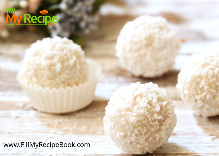 White Chocolate Coconut Truffles with a difference. So easy to make with just four ingredients and yet they are divine. Rolled in coconut.