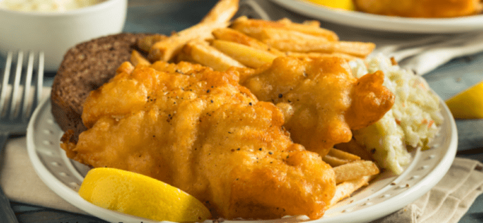 Fried Fish and Chips with Salad