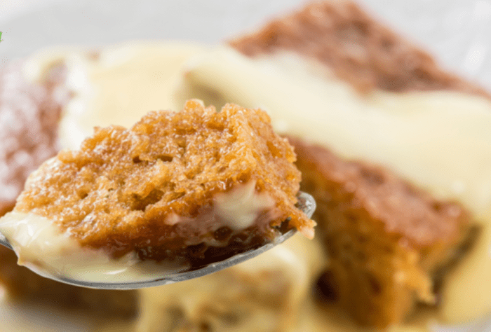 Malva Pudding and Custard sauce for a family dessert that will leave you for wanting more. Made with apricot jam topped with custard sauce.