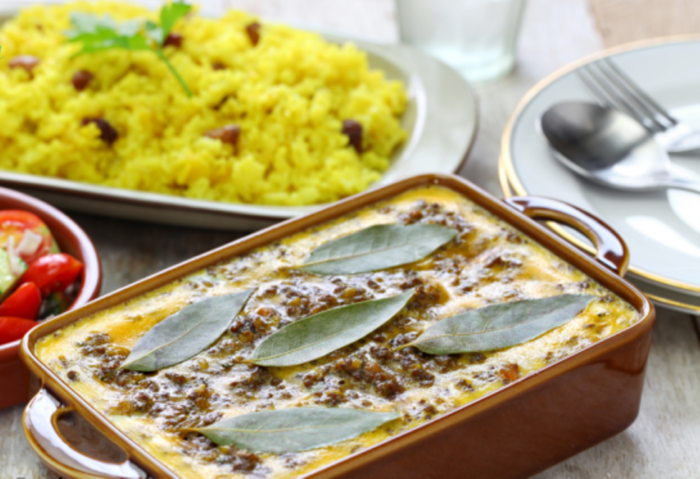 Traditional Bobotie and Yellow Rice