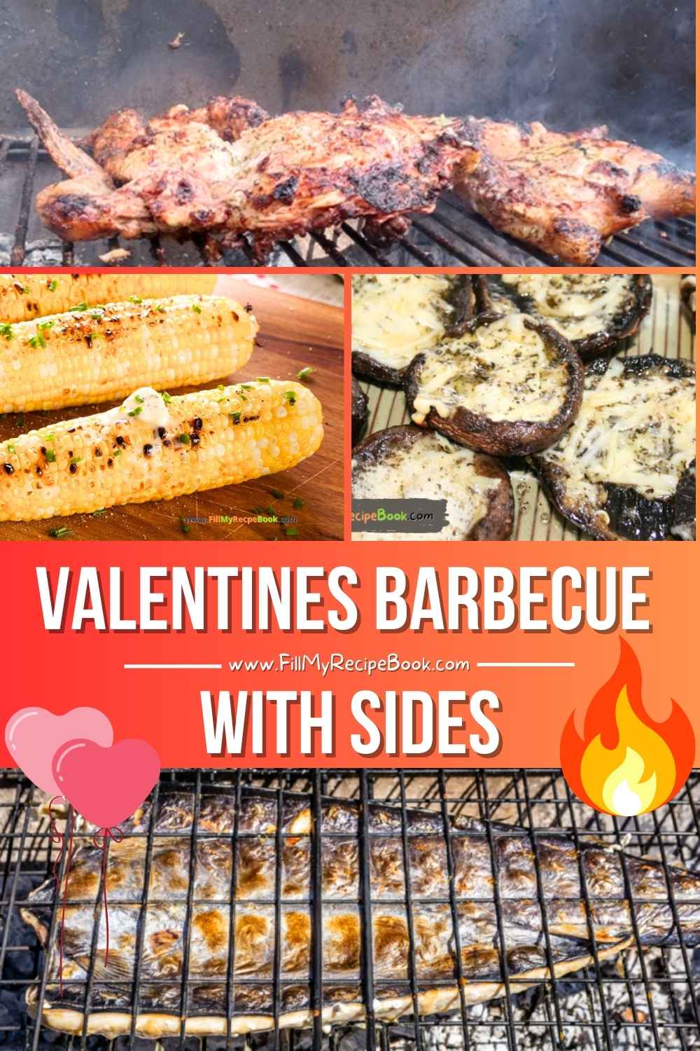 Valentine’s Barbecue recipe ideas with delicious sides. Perfect for outdoor cooking or camping, featuring grilled meats and fresh salads.
