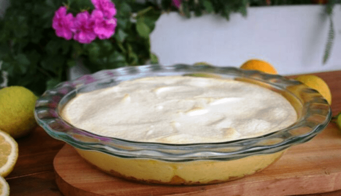 Easy Lemon Meringue Tart recipe. A biscuit base, condensed milk and fresh squeezed lemon juice and with meringue as a oven baked dessert.