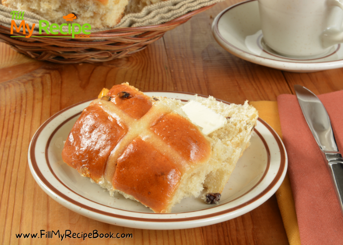 Best Hot Cross Buns recipe idea for Easter. Easy homemade spiced traditional buns for Good Friday, the dough may be mixed in bread machines.