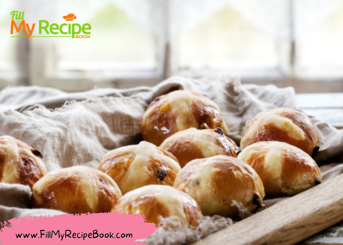 Best Hot Cross Buns recipe idea for Easter. Easy homemade spiced traditional buns for Good Friday, the dough may be mixed in bread machines.