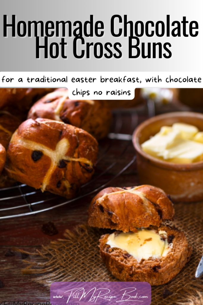 Rich Double Chocolate Hot Cross Buns with melty chocolate chips, a fun twist on the traditional Good Friday bake and a cozy Easter breakfast.