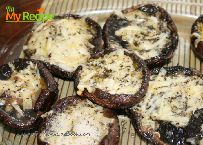 Braai or Grill Stuffed Portabella Mushrooms with cheese and herbs
