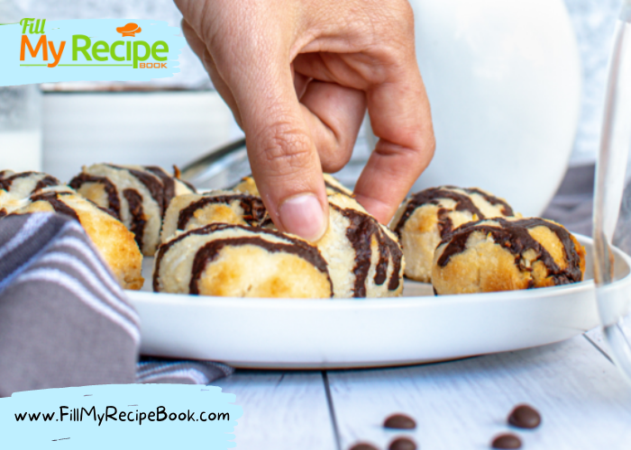 Chocolate Drizzled Coconut Macaroons for a morning tea on a Mother's Day