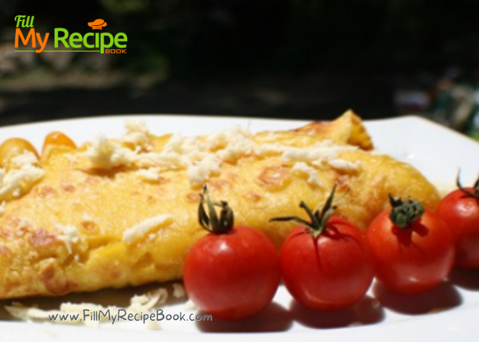 Crammed Savory Breakfast Crepes. A use for those excess eggs make crepes filled with avocado and tomato and beans topped with cheese.