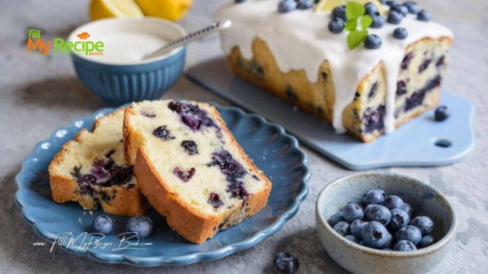 Easy moist lemon blueberry loaf cake with glaze recipe bursting with fresh berries and citrus flavor. Delicious homemade dessert.