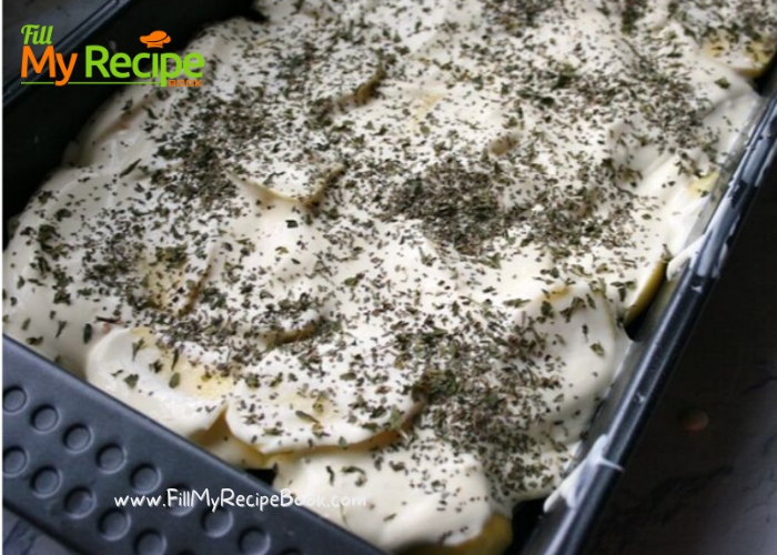 Potato and Garlic Baked Casserole recipe. An easy 3 ingredient warm side dish idea for a braai or dinner, lunch party an oven baked recipe.