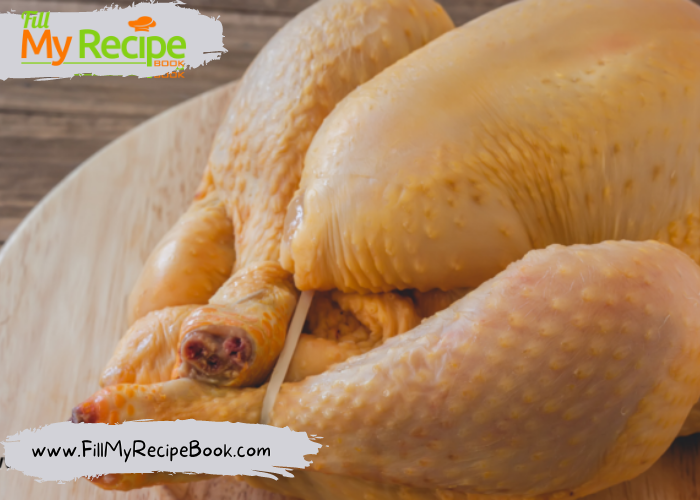 raw whole chicken, Sunday Roasted Chicken and Potato's recipe. Best family oven meal for lunch or dinner and special occasions with gravy and vegetables.