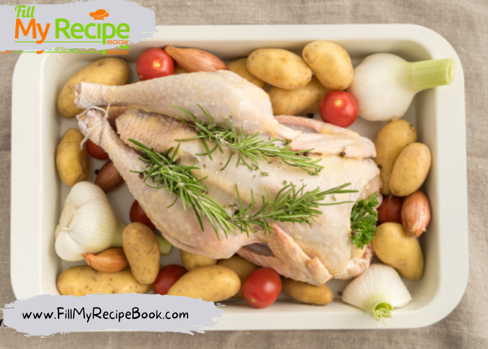 potato and onion garlic and herbed chicken. Sunday Roasted Chicken and Potato's recipe. Best family oven meal for lunch or dinner and special occasions with gravy and vegetables.