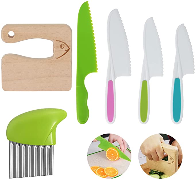 6 Pieces Wooden Kids Knife for Cooking