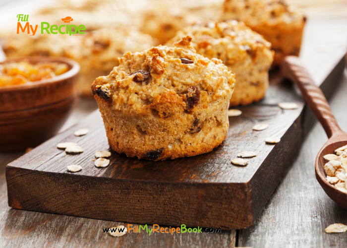 Bake these Oat Raisin and Date Muffins recipe idea for a tasteful snack or light breakfast with a dot of butter, healthy muffins for family.