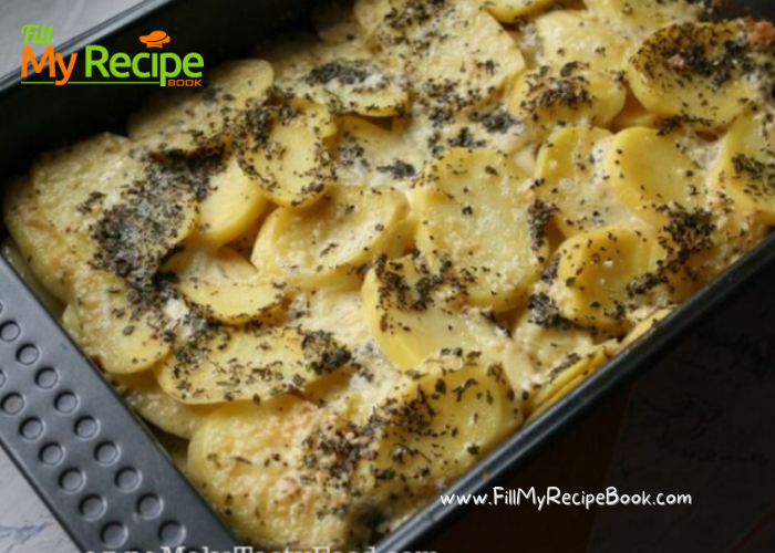Potato and Garlic Bake casserole recipe is a warm side dish for a braai or dinner party and is a 3 ingredient dish just fill with cream bake.