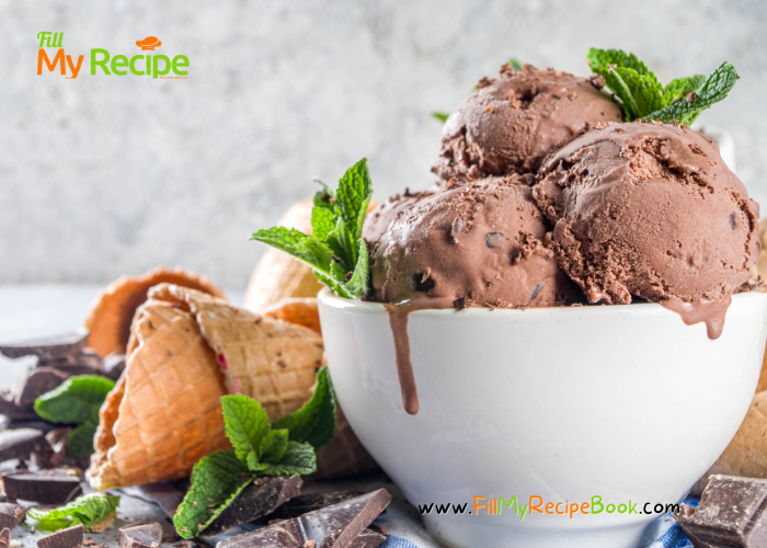 Creamy Chocolate Ice Cream Recipe that is an easy 3 ingredient homemade frozen dessert and a no chum and no bake family recipe.