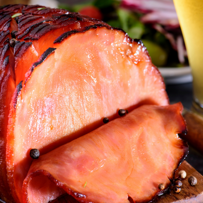 Roasted Honey Glazed Gammon with mustard recipe. The best oven roast for a Christmas or Easter dinner, this boneless leg of pork cut glazed.