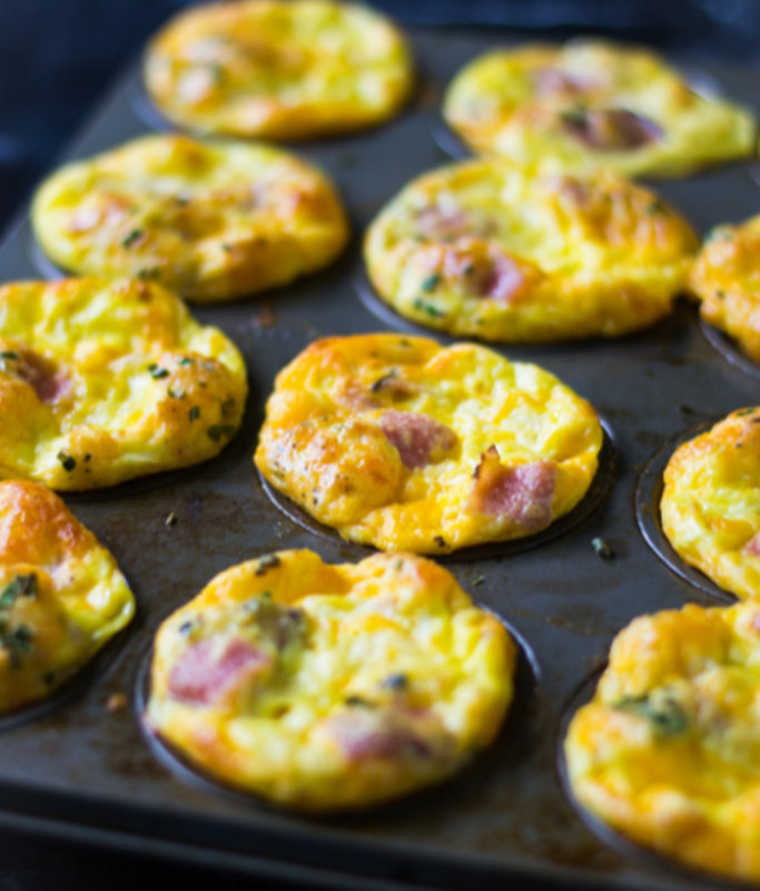 Cheesy Ham Egg muffins recipe with bell peppers. A versatile make ahead breakfast egg muffin to grab and go for a special breakfast.