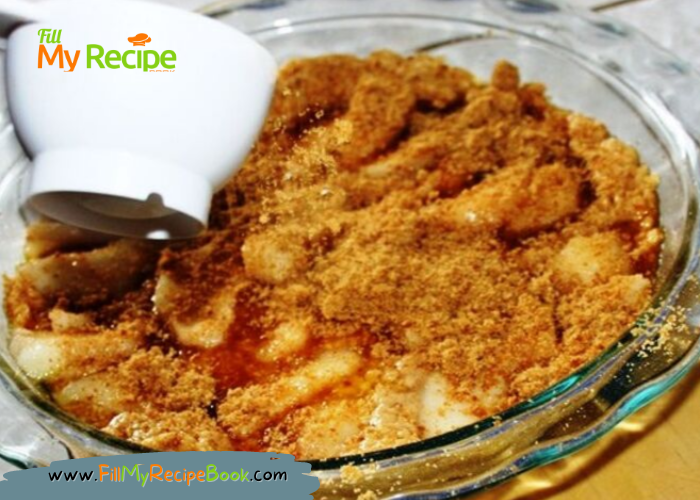 Easy Pear Cobbler Recipe idea. An Oven Baked dessert made all in one dish with batter and fresh fruit topped with cinnamon, brown sugar.