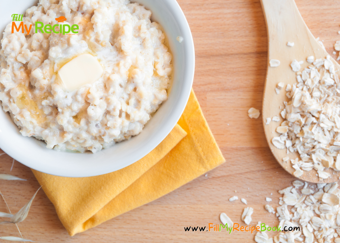 How to Cook Basic Oat Breakfast recipe on the stove top in just a few minutes. Rolled oats blended retain their oils, a healthy choice.