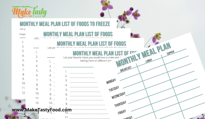 Monthly Meal and Freezer Planners