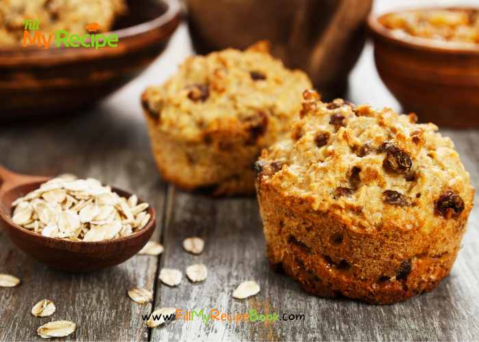 Bake these Oat Raisin & Date Muffins for a tasteful treat or light breakfast with a dot of butter. Fruit filled and healthy bran muffins.