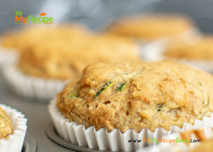 12 Healthy Zucchini Muffins Recipe idea made with banana. The best healthy muffins are  gluten free baked with cinnamon and banana.