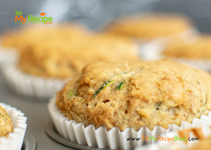 12 Healthy Zucchini Muffins Recipe idea made with banana. The best healthy muffins are gluten free baked with cinnamon and banana.