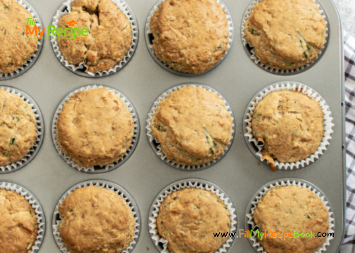 baked muffins, 12 Healthy Zucchini Muffins Recipe idea made with banana. The best healthy muffins are gluten free baked with cinnamon and banana.