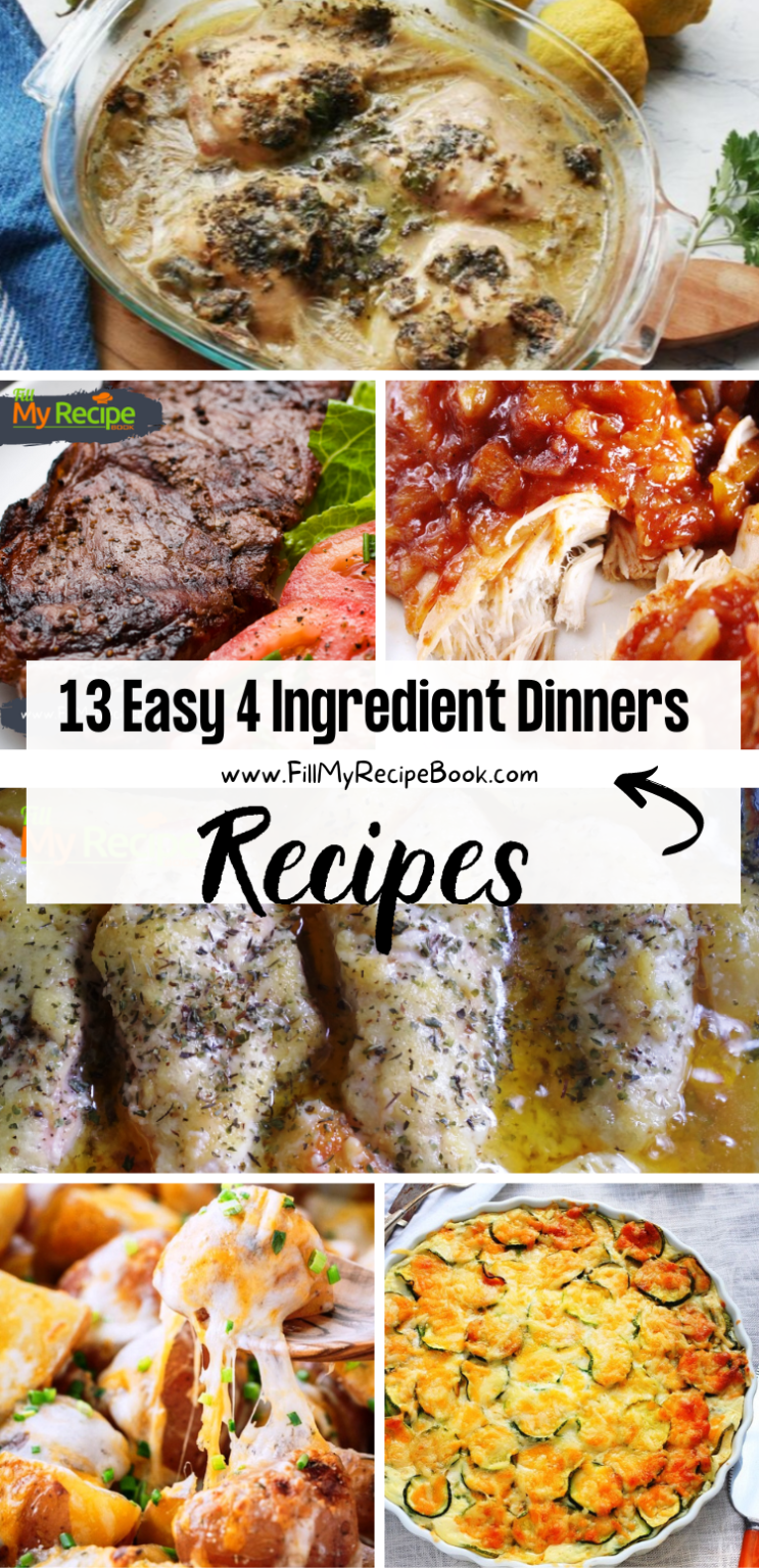 13 Easy 4 Ingredient Dinners Recipes - Fill My Recipe Book