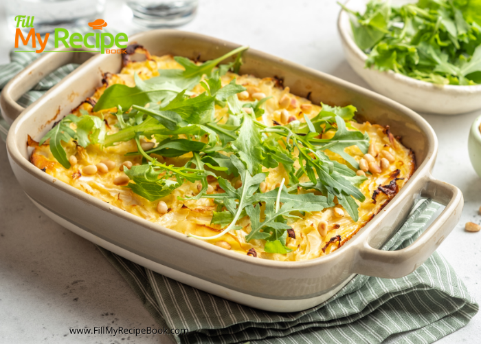 A Creamy Cabbage Casserole recipe with melted Cheese topping. A baked vegetable dish made with cream of mushroom soup.