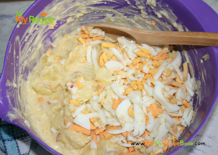 Creamy Potato Salad Recipe for a summer braai or barbecue grill side dish. Easy healthy potato salad mustard, mayo dressing grandma made.